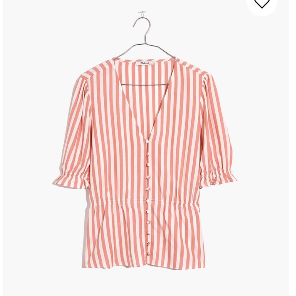 Madewell V-Neck Peplum Popover Top in Stripe